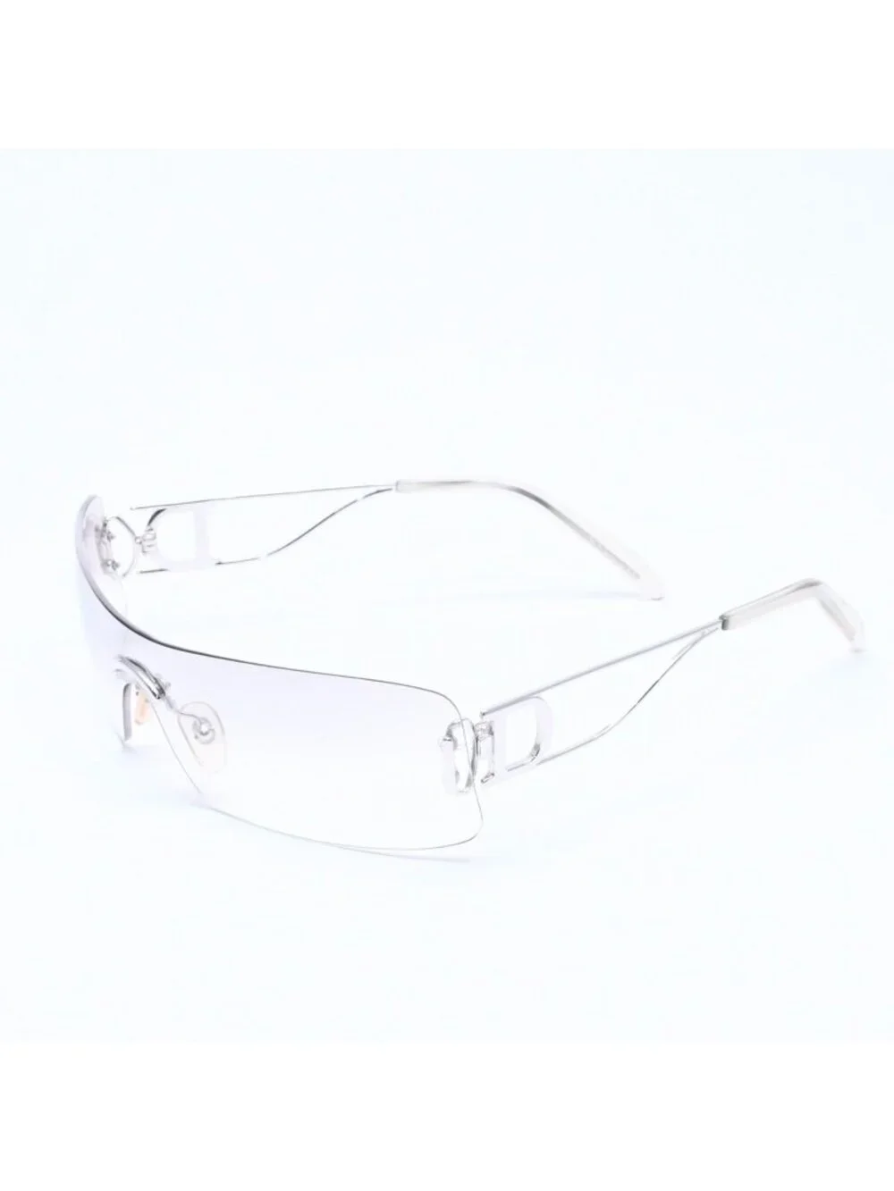 Dior Miss Ella Rimless Sunglasses Shield Gray Silver Eyewear
